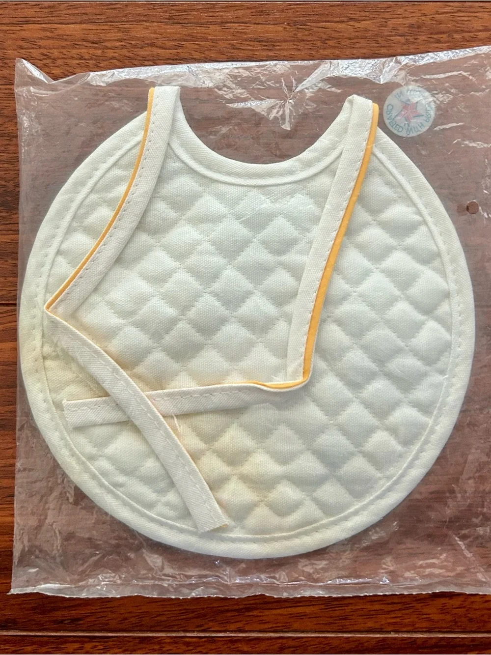 NEW 1984 Mickey Mouse Babies Quilted Back Circle Baby Bib - Disney -Made in USA